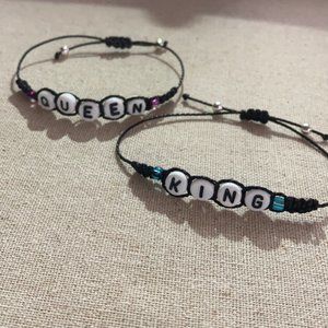 King and Queen couple macrame bracelet set 👫